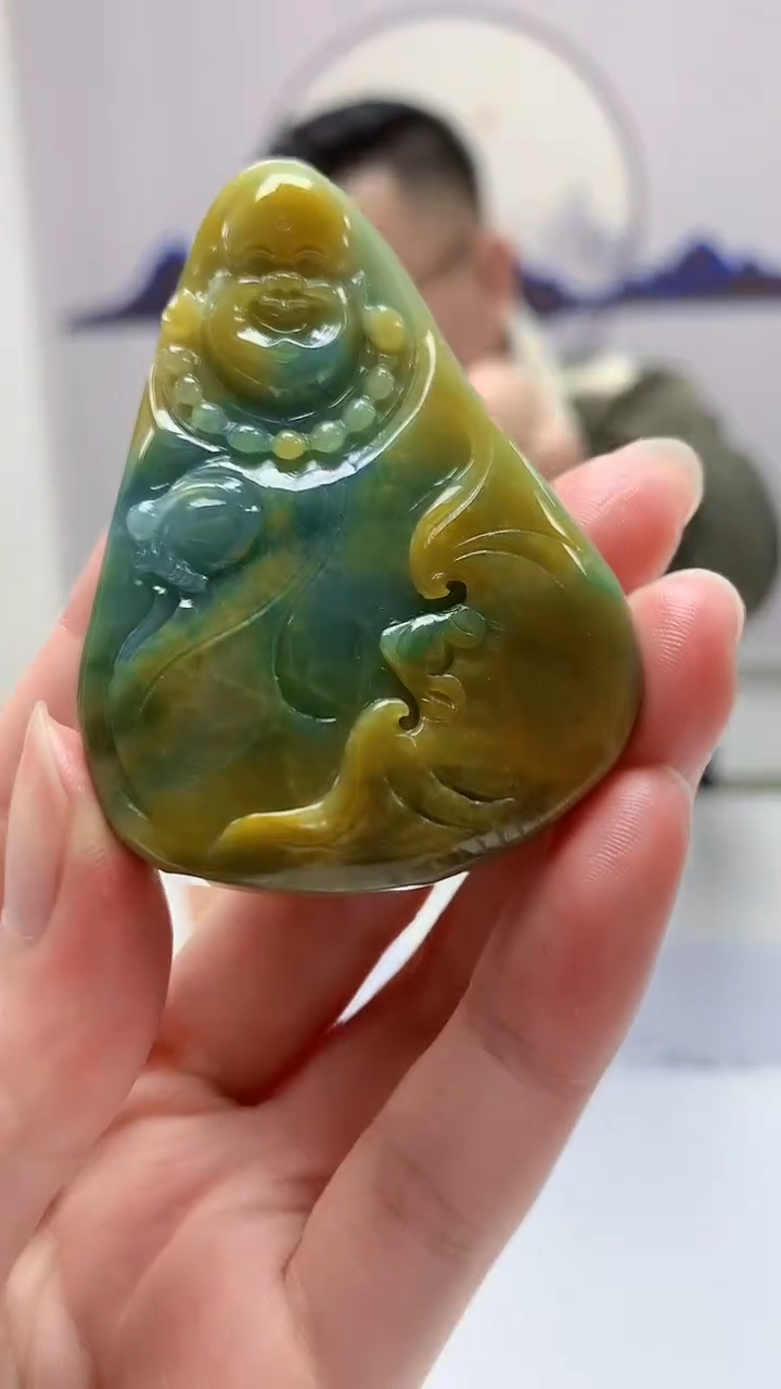 【闪购商品】定制翡翠未镶嵌5152zm-毛货挂件20佛公