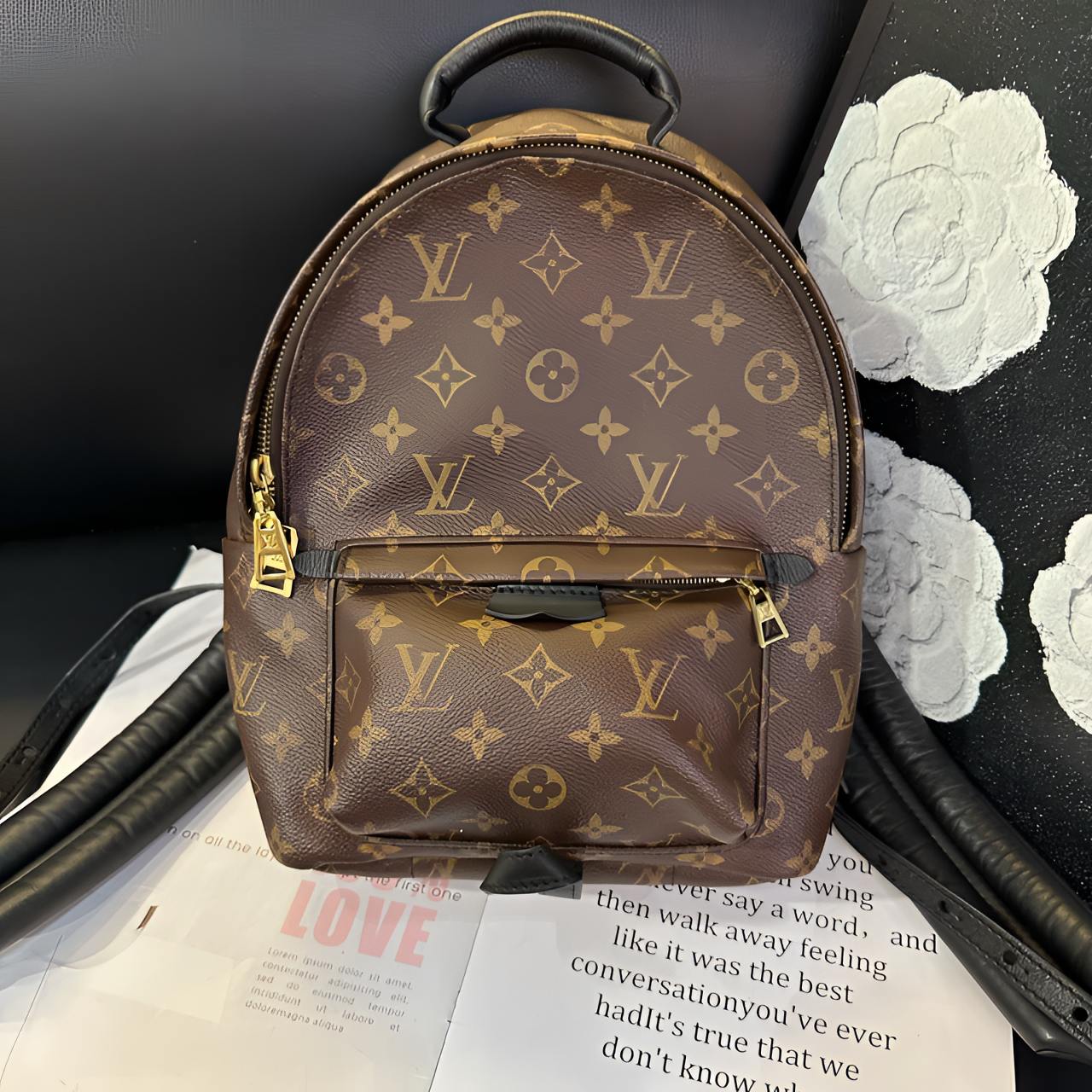 95新 LouisVuitton/路易威登 LV老花双肩包17年B2853