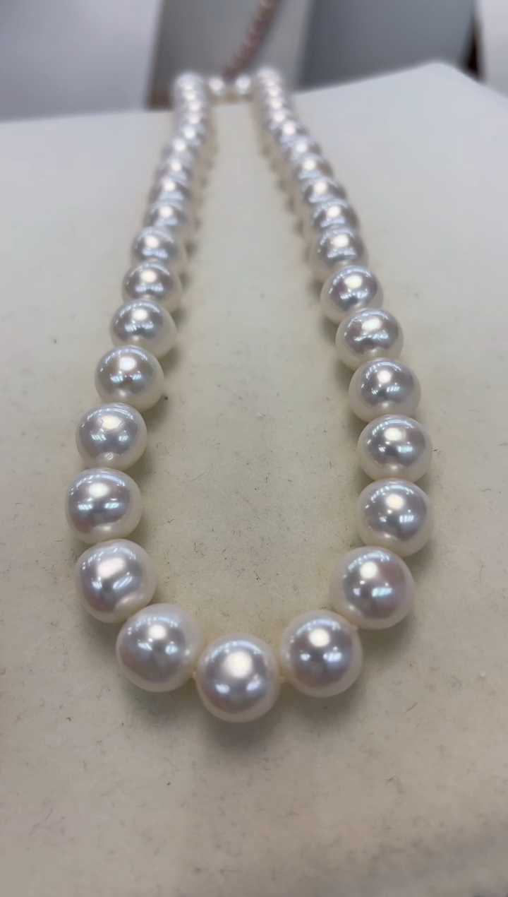 【闪购商品】淡水珍珠颈饰银S925镶嵌10.5-11.5mm无核白珠项链