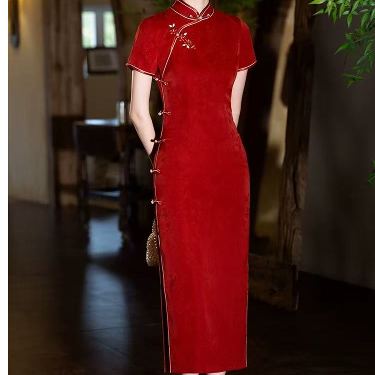 娟秀静雅/M-4XL/衣长125后拉链旗袍/断码微瑕日常古风中国风印花