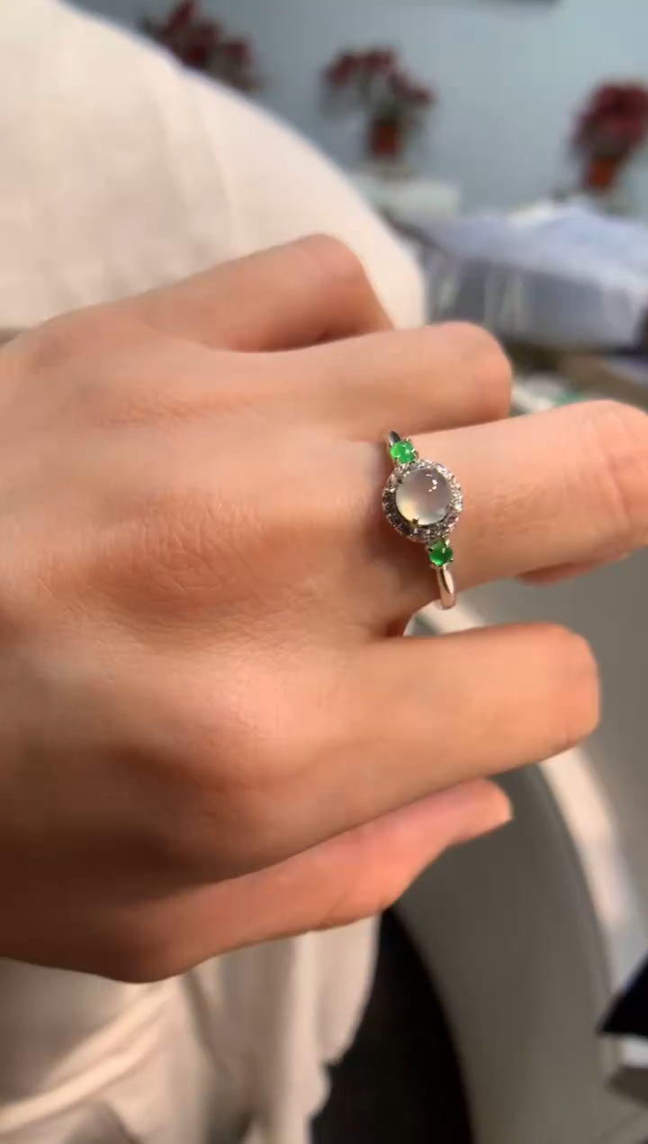 银S925镶嵌戒指翡翠戒指