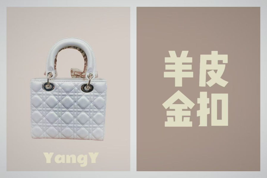 【羊皮金扣】【配礼盒＋丝巾】时尚气质高级款戴妃包