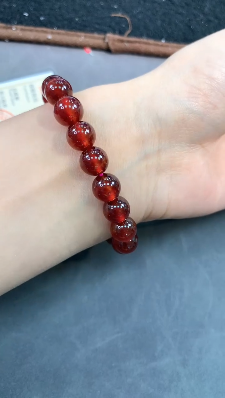 【闪购商品】石榴石手链未镶嵌106号橙红石榴石9mm