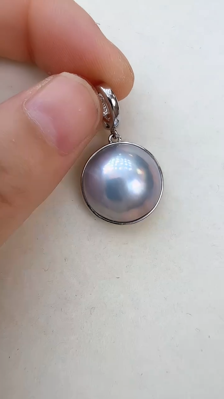 未镶嵌颈饰拼合珍珠（马贝珠）灰色光板