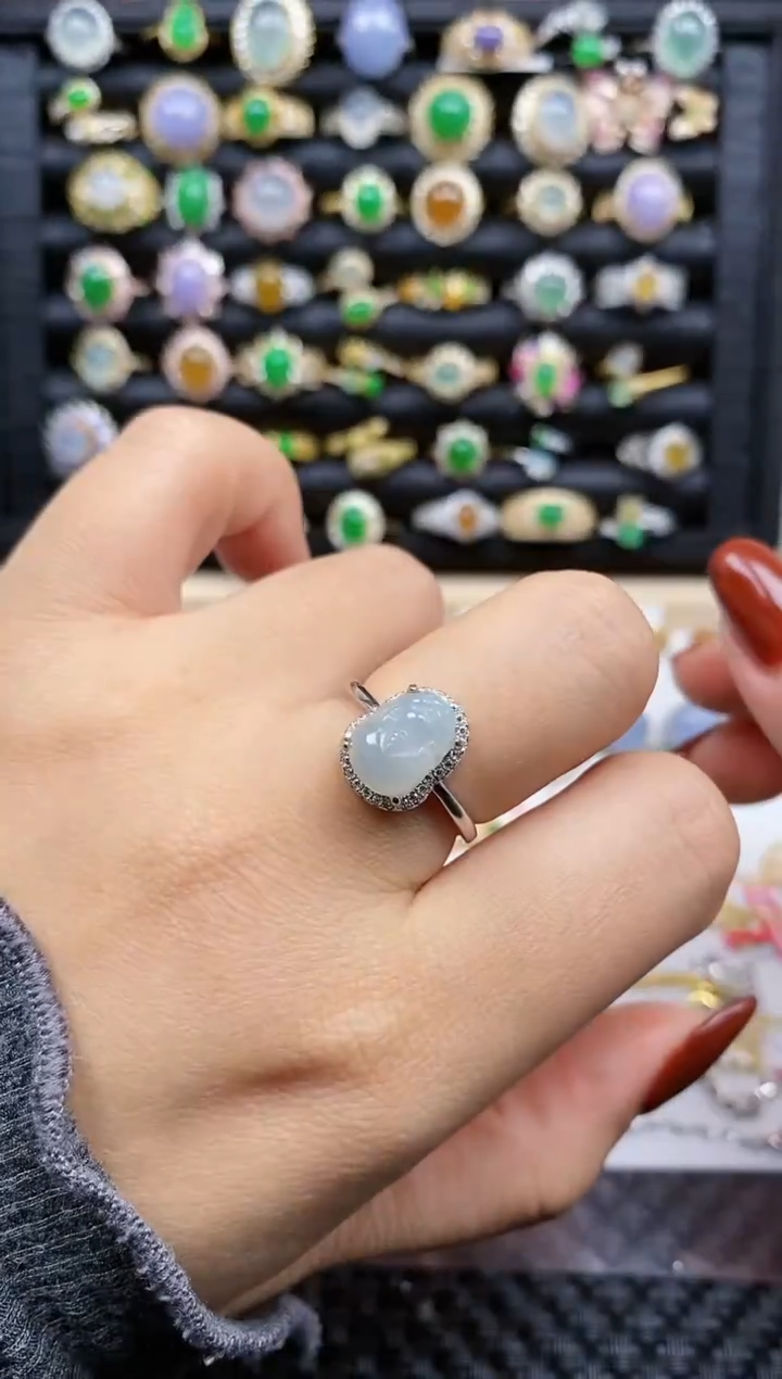 银S925镶嵌戒指翡翠438