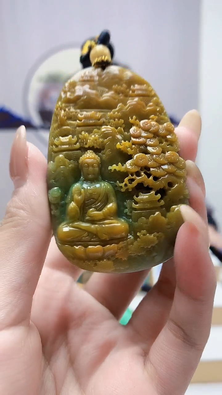 未镶嵌定制翡翠依*5060MM-毛货挂件