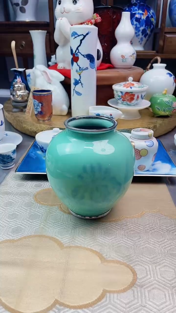 【闪购商品】盘七宝烧铜胎花瓶