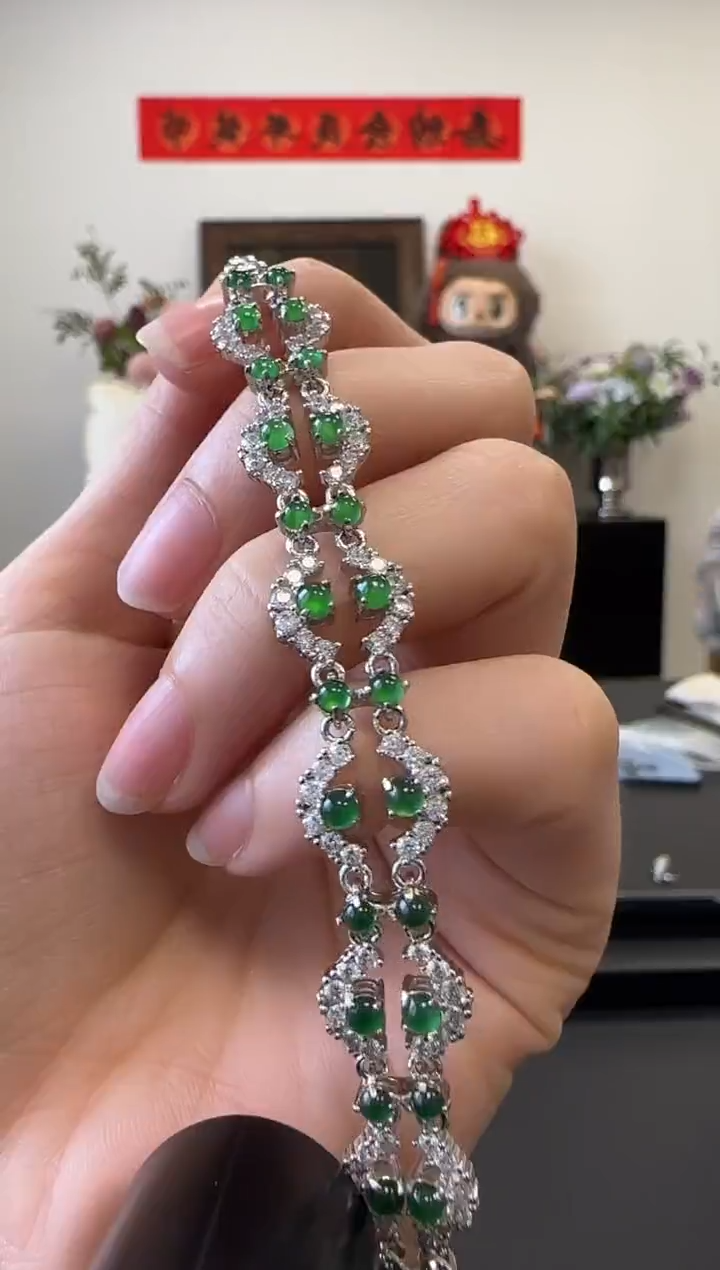 【闪购商品】翡翠手链银S925镶嵌没有鉴赏期