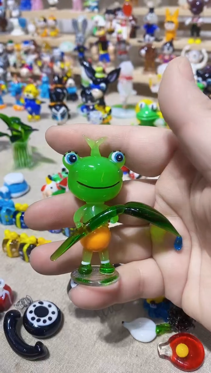 琉璃手工艺品抱叶子青蛙