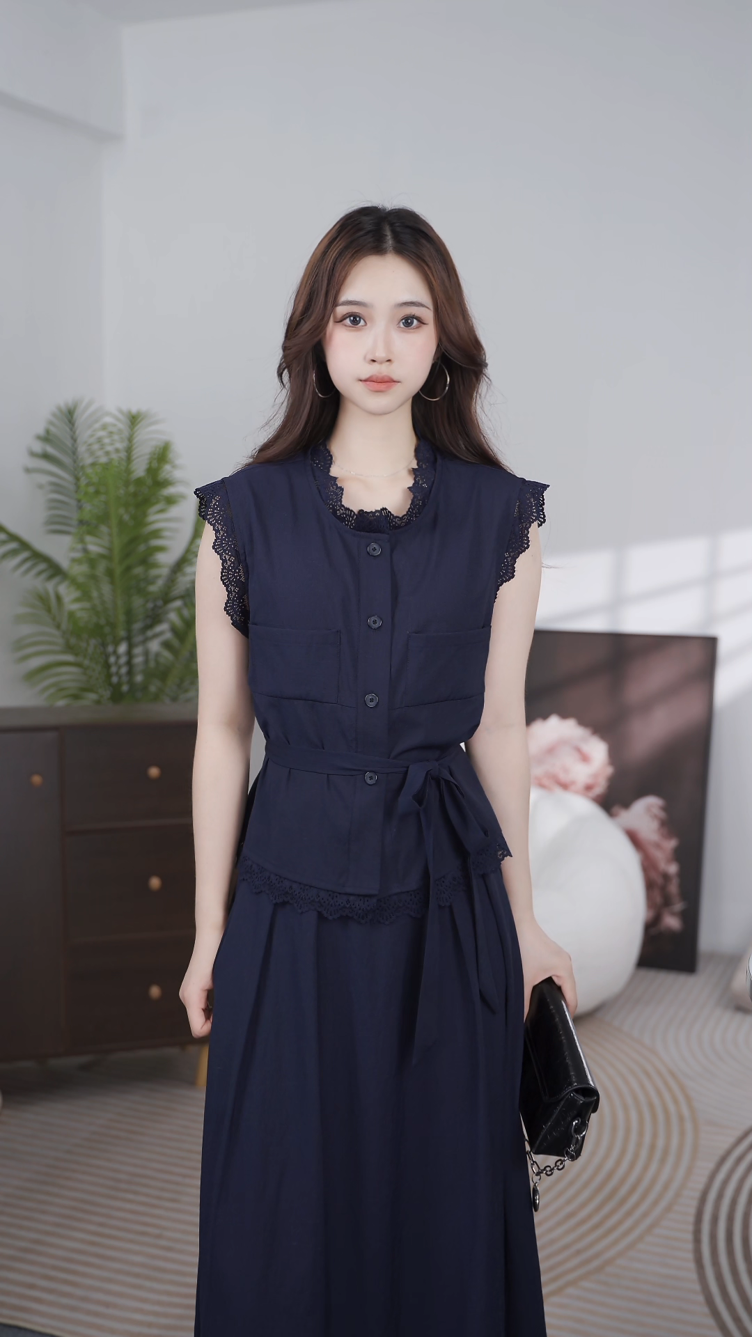 5555夏季新款时尚气质显瘦修身收腰法式两件套套装