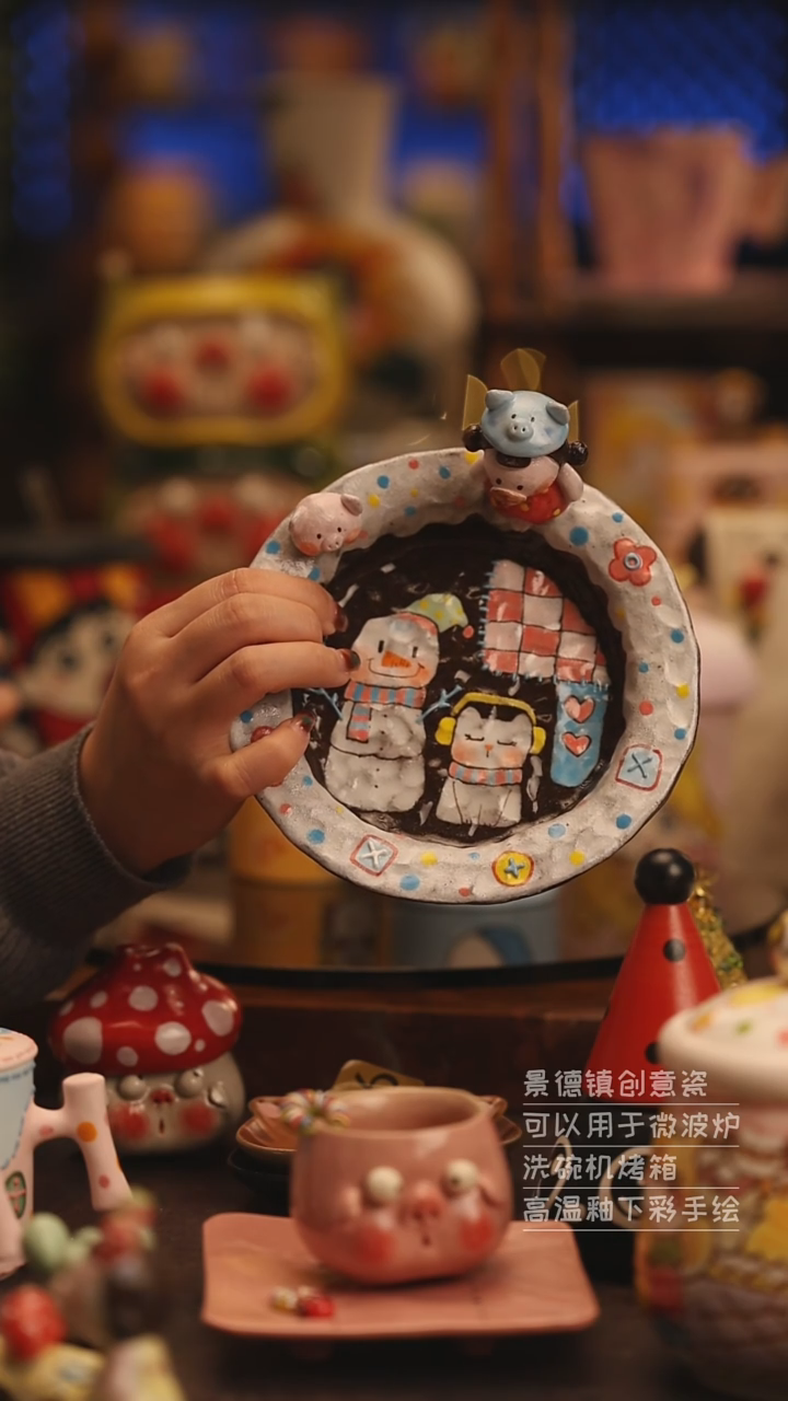 陶瓷景德镇可爱陶瓷釉下彩绘设计师款