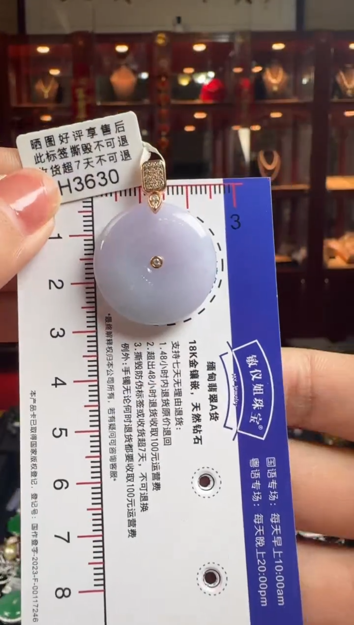 【闪购商品】翡翠颈饰18K金镶嵌H3630紫平安扣