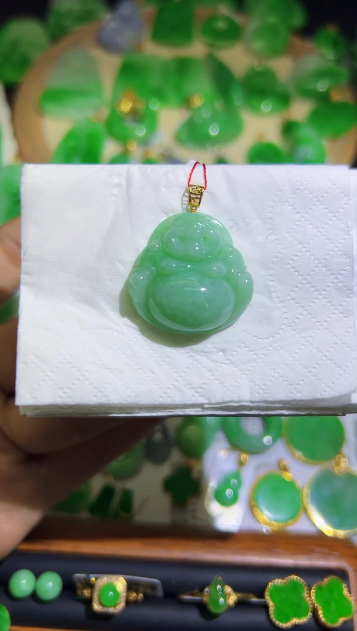 【闪购商品】翡翠18K金镶嵌颈饰Q缅料A货翡翠/支持复检/一件