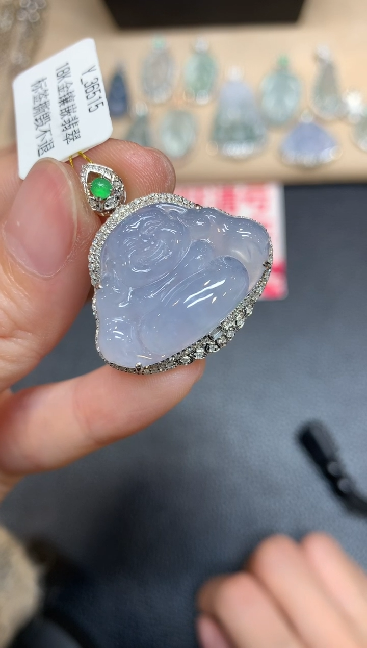 【闪购商品】翡翠吊坠(不含链)18K金镶嵌佛公【无服务费