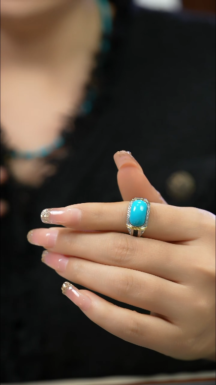 银S925镶嵌绿松石戒指精品