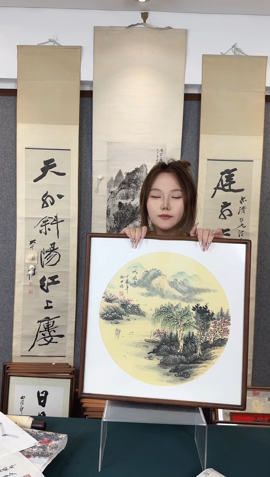 国画老师手绘山水作品