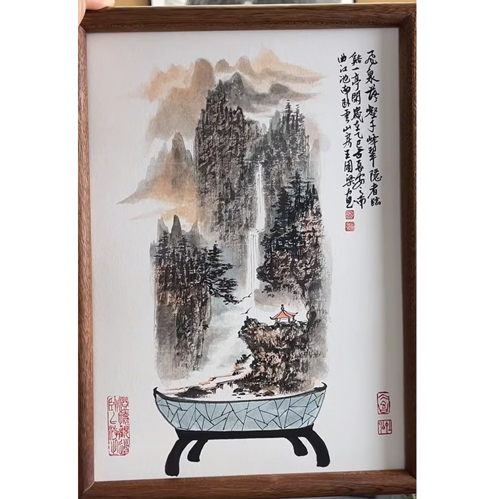 《聚宝盆山水》23×32山水装饰画