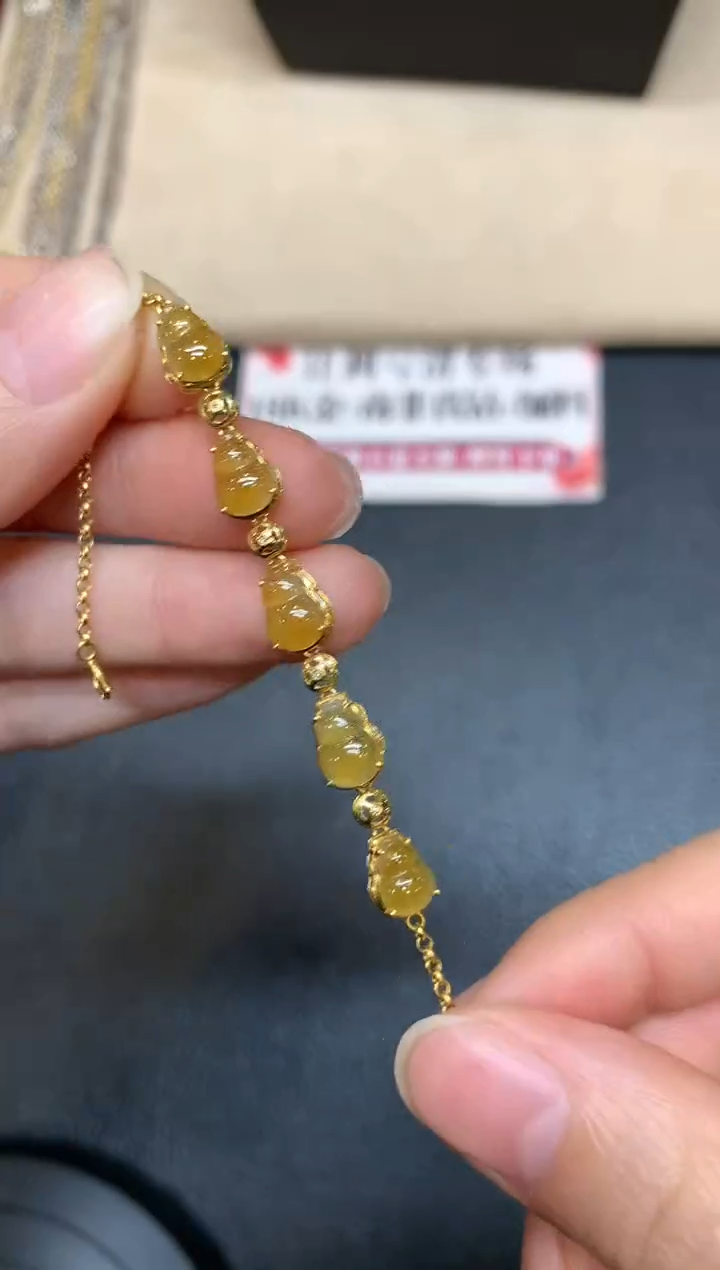 【闪购商品】翡翠手链18K金镶嵌【无鉴赏期