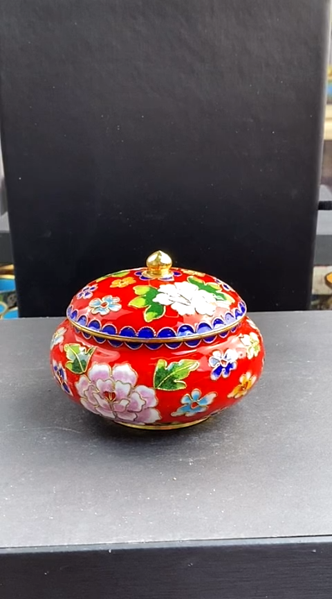 【闪购商品】非遗技艺 景泰蓝花丝罐红色