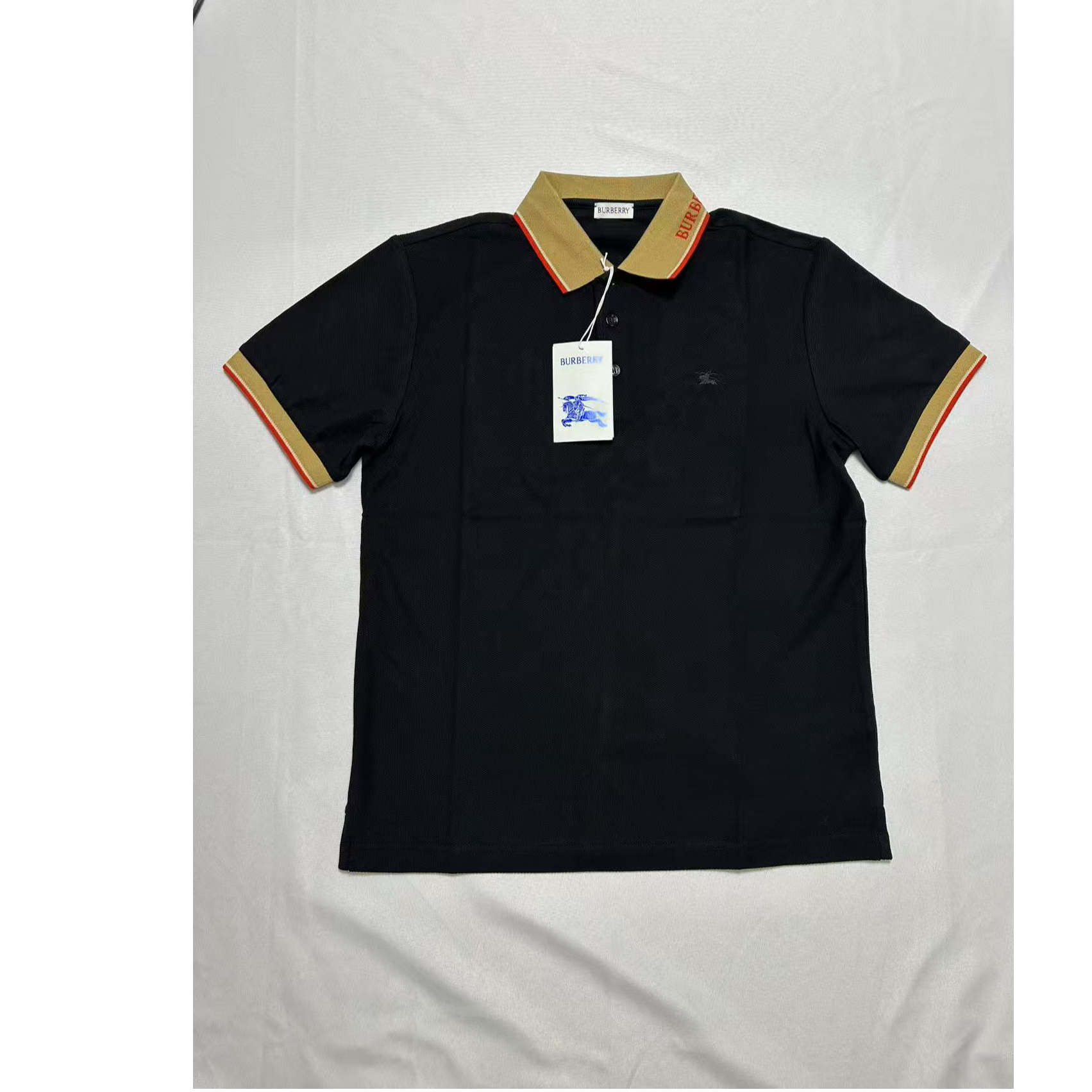BURBERRY/博柏利男士夏季领口字母标翻领polo短袖