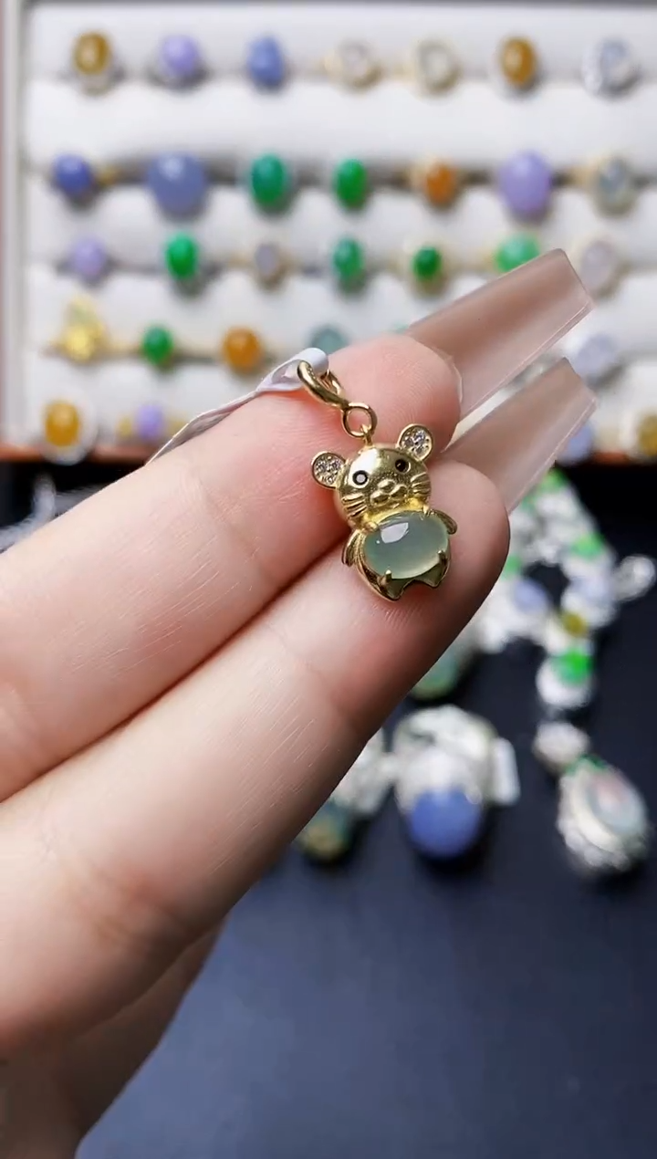 银S925镶嵌戒指翡翠0637