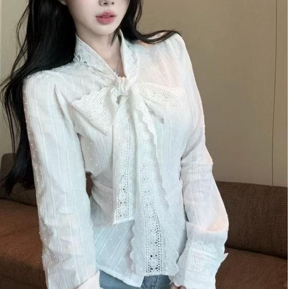 花边领结绑带长袖衬衫LSS56003   030T