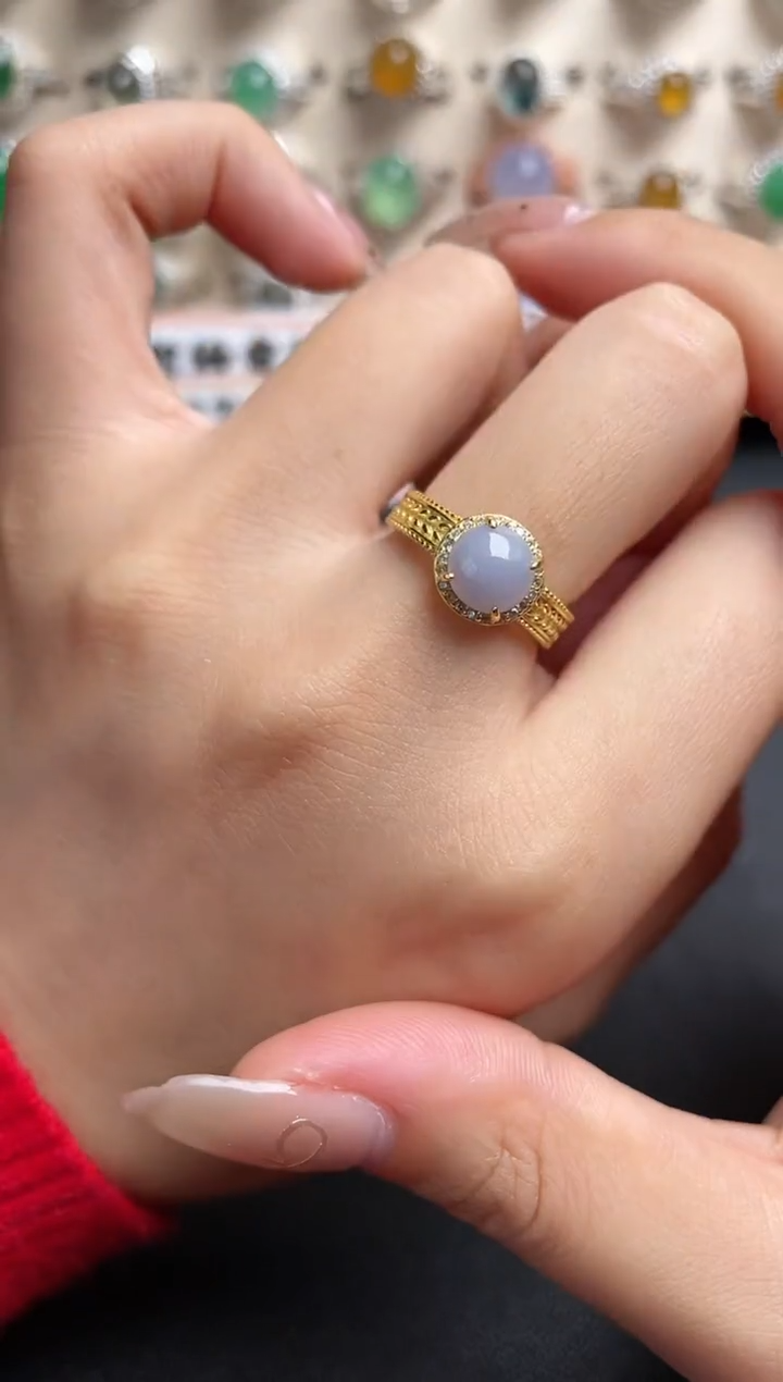 【闪购商品】翡翠戒指银S925镶嵌一物一证一礼盒