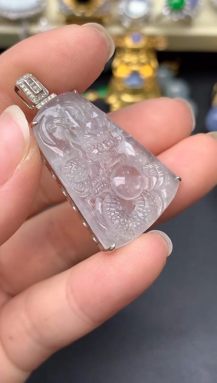 颈饰18K金镶嵌翡翠278-雪姐翡翠天天见
