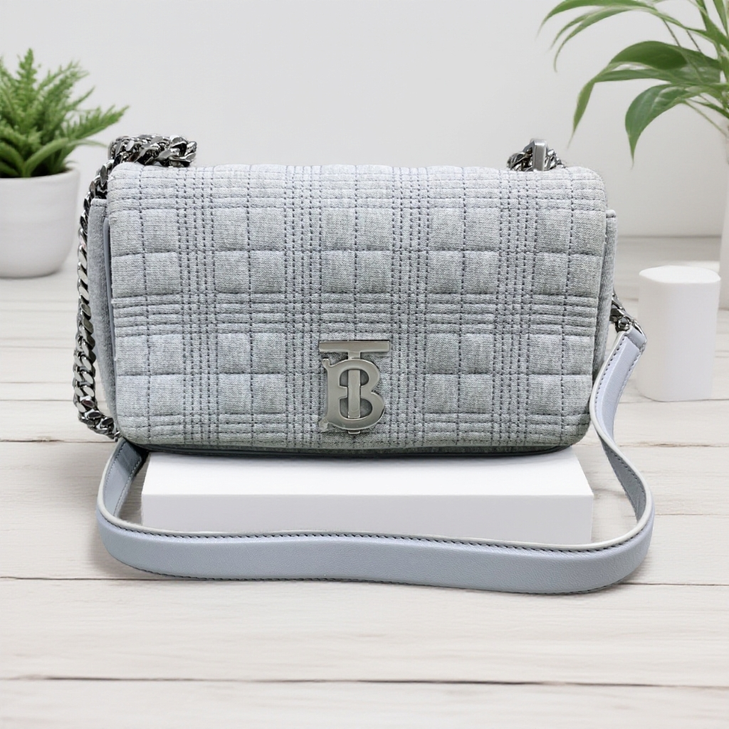 95新 BURBERRY/博柏利  灰色帆布单肩包 1890 1912 