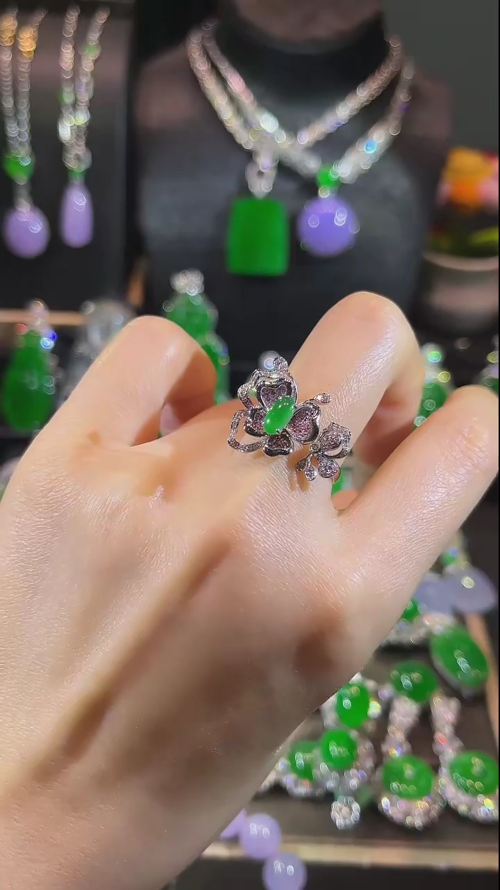 【闪购商品】翡翠戒指18K金镶嵌戒指