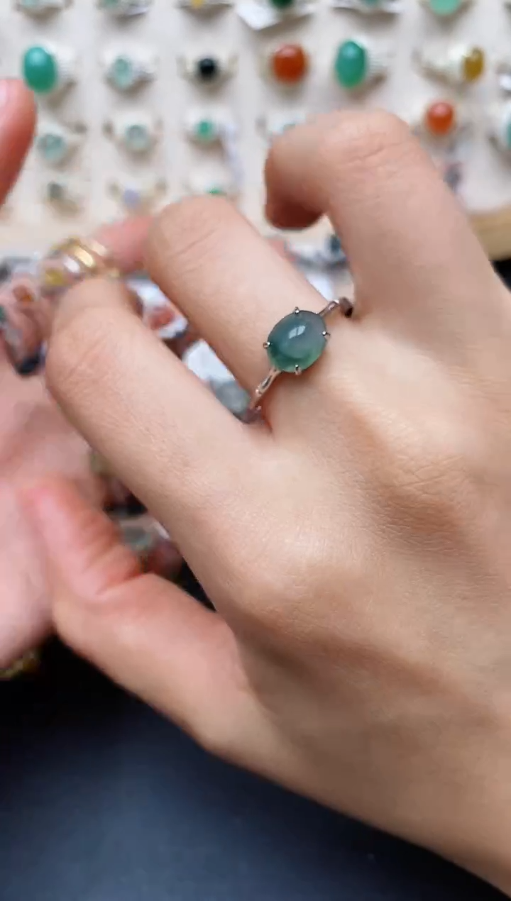 【闪购商品】翡翠戒指银S925镶嵌缅甸翡翠