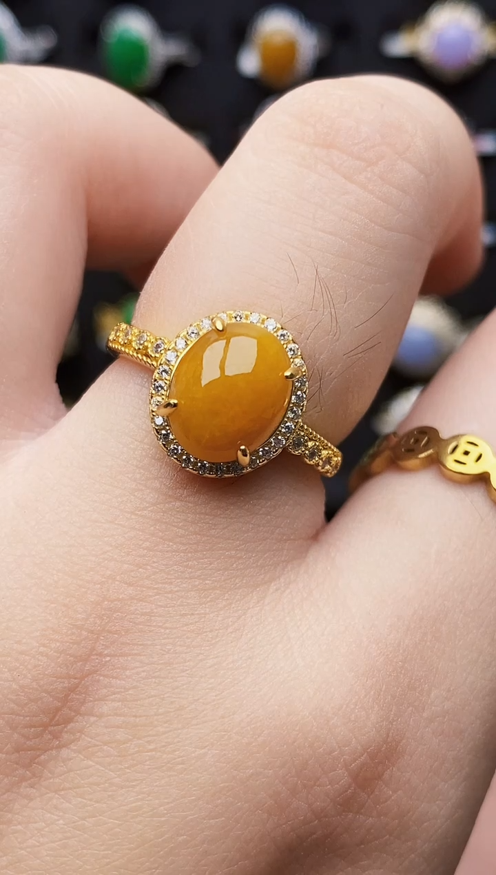 银S925镶嵌戒指翡翠8015