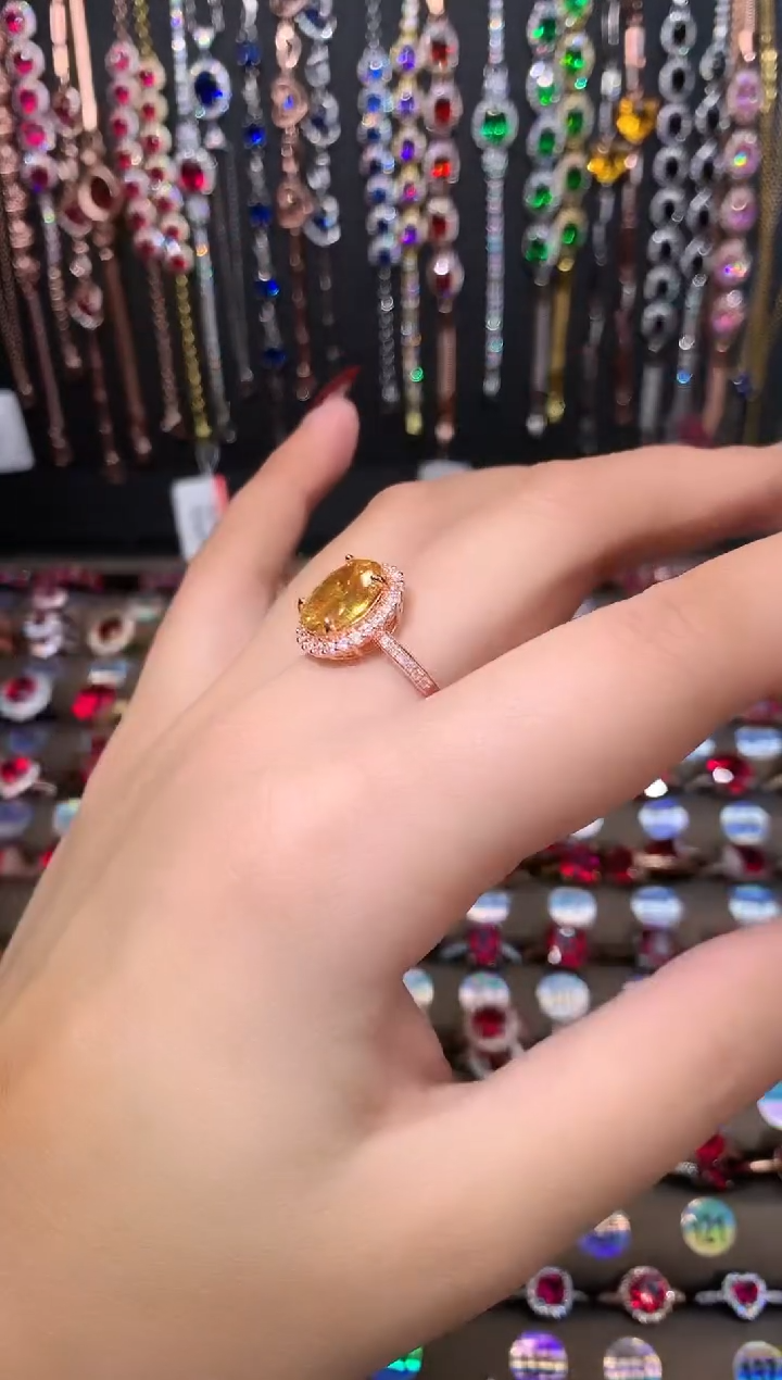 【闪购商品】水晶戒指银S925镶嵌玫瑰金