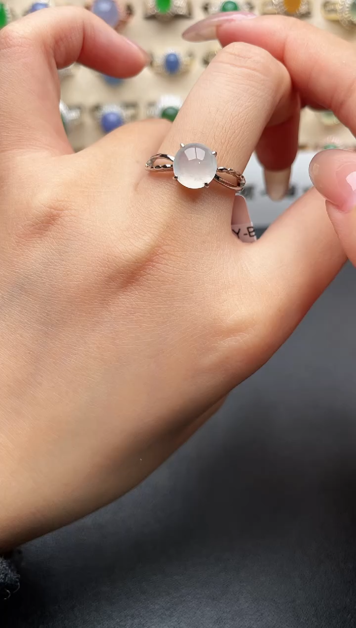 银S925镶嵌戒指翡翠一物一证一礼盒