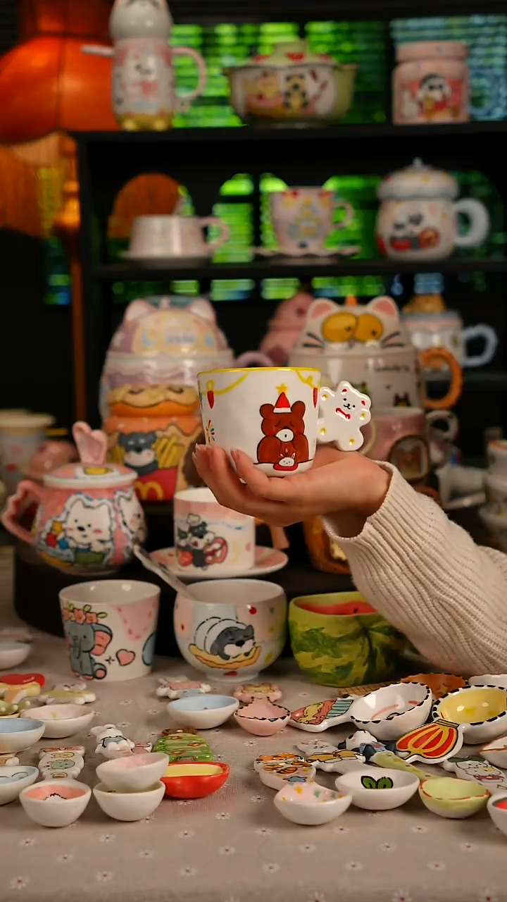 陶瓷无盖款景德镇高温釉下彩纯手绘创意瓷