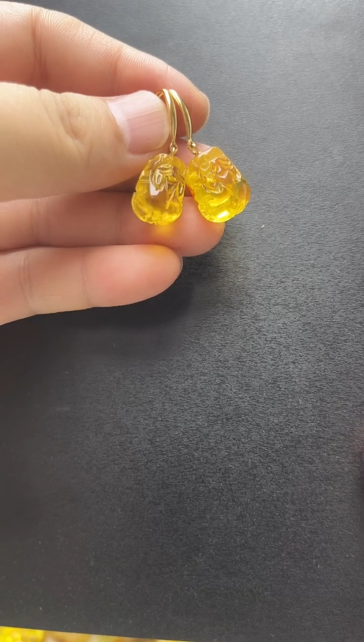 未镶嵌琥珀裸石琥珀耳坠