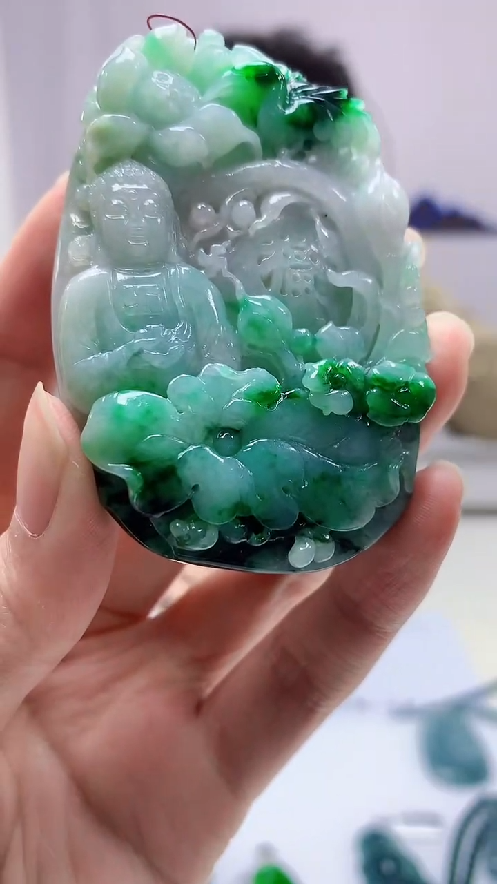 【闪购商品】定制翡翠未镶嵌4688zm-毛货赠珠链人物165