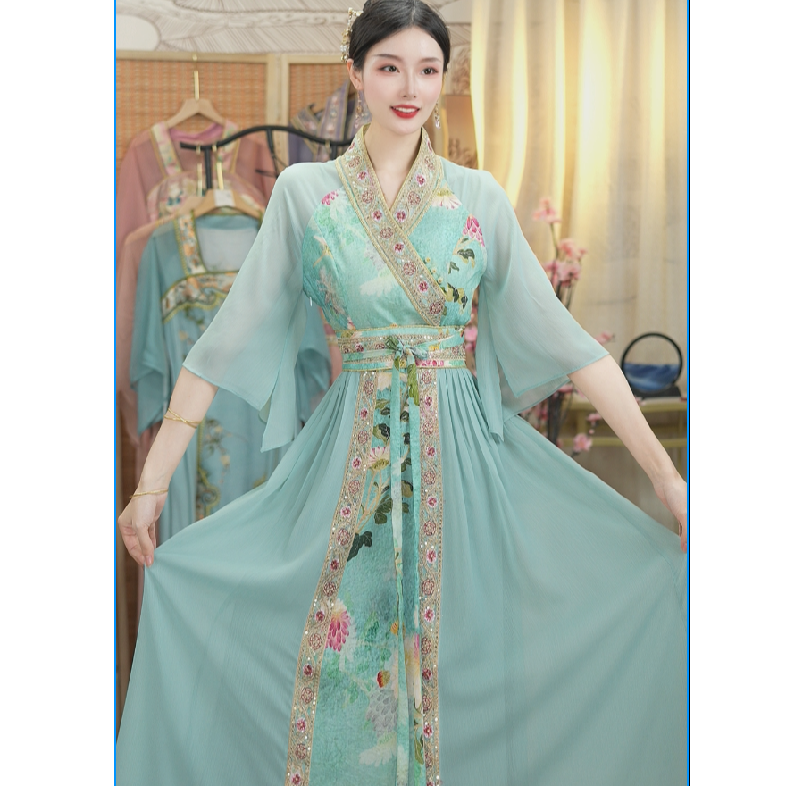 微岚熙2025夏季新款中国风飘逸日常长款连衣裙6764