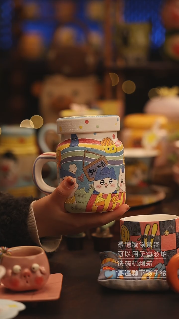 陶瓷景德镇可爱陶瓷釉下彩绘设计师款