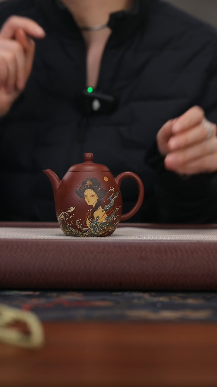 【闪购商品】紫砂茶壶ql紫泥 彩绘 龙蛋 180cc