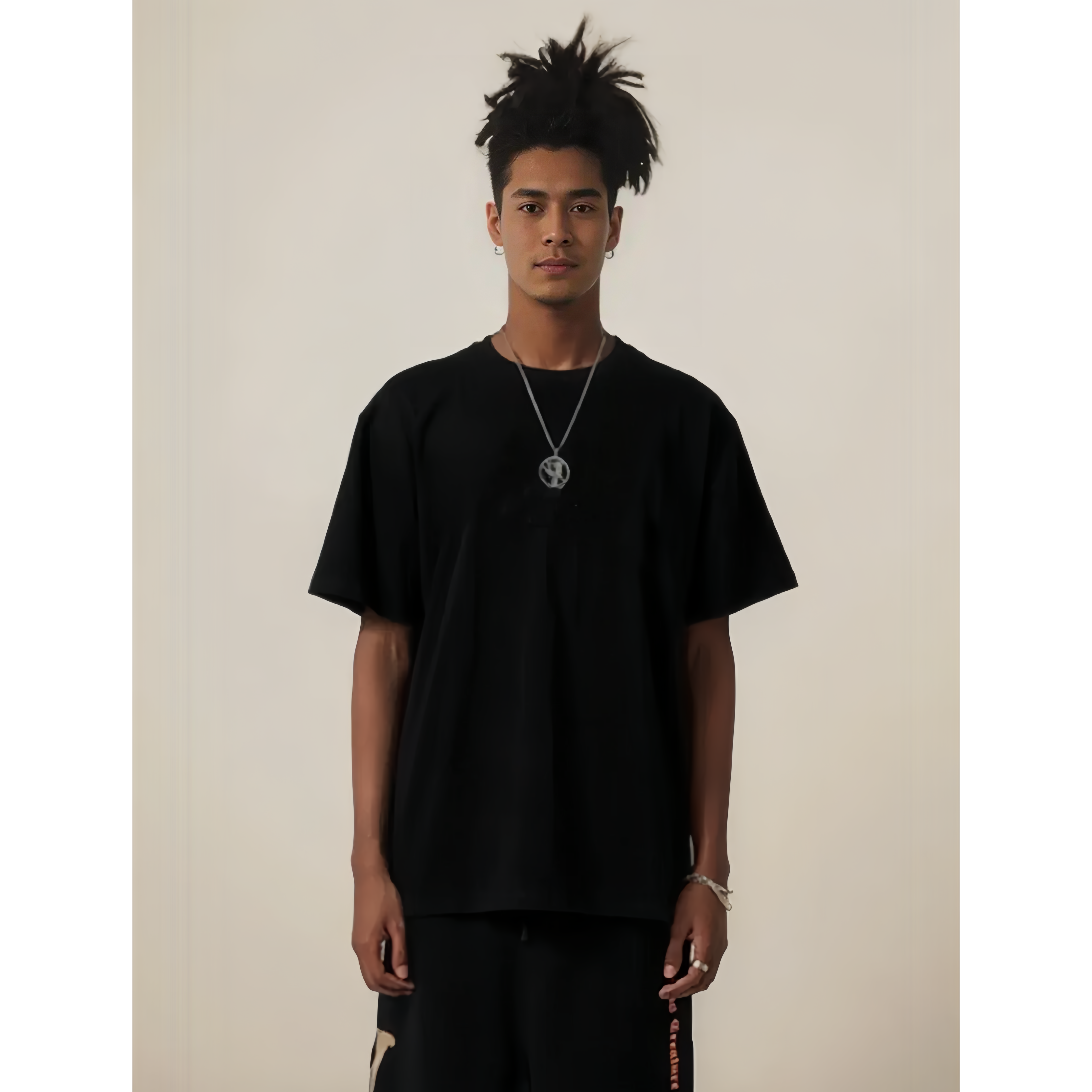 【清仓】 V家男女同款纯棉重磅美式宽松休闲简约百搭情侣短袖T恤