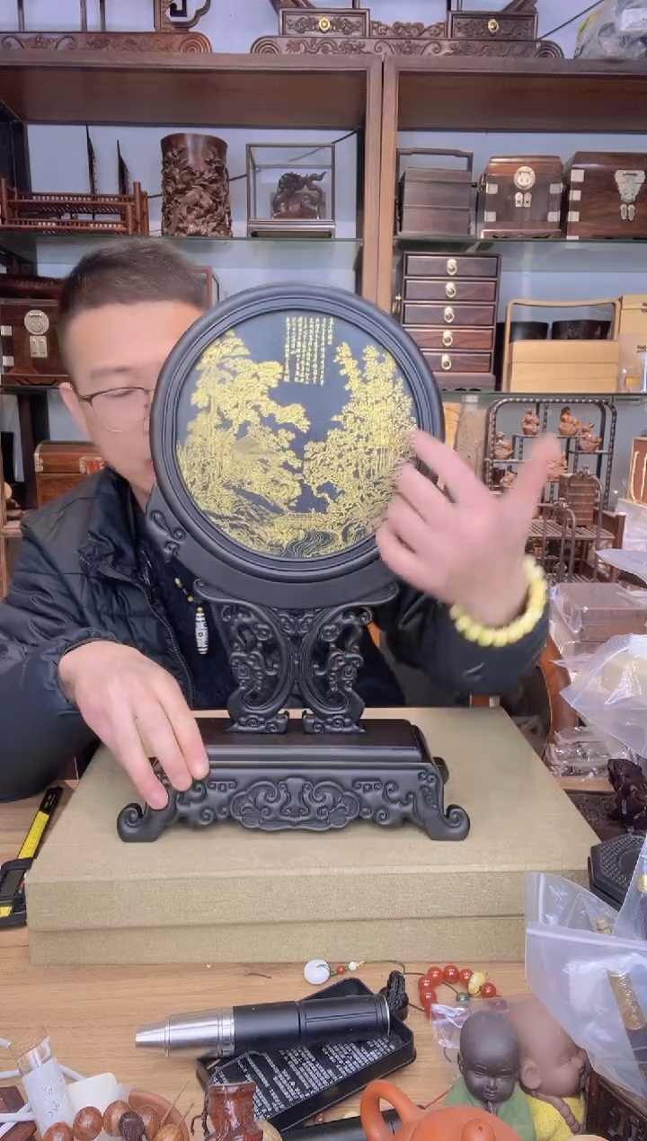 【闪购商品】乌木类书架701紫光檀圆屏