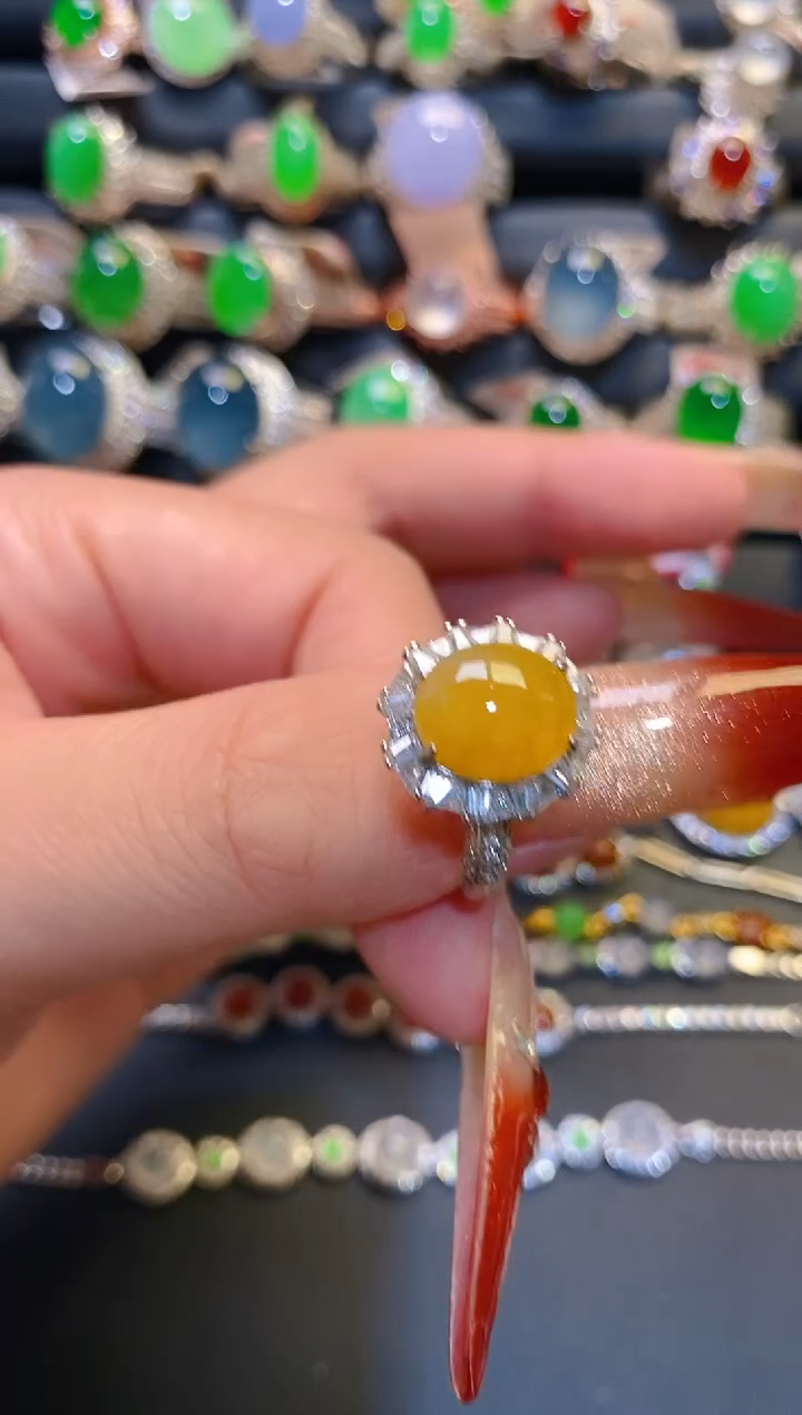 银S925镶嵌翡翠耳饰天然