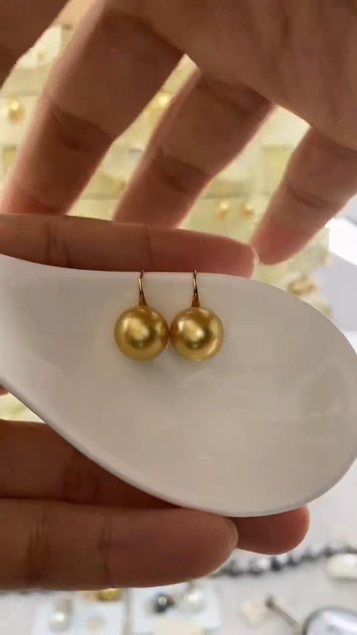 【闪购商品】海水珍珠耳饰18K金镶嵌金珠