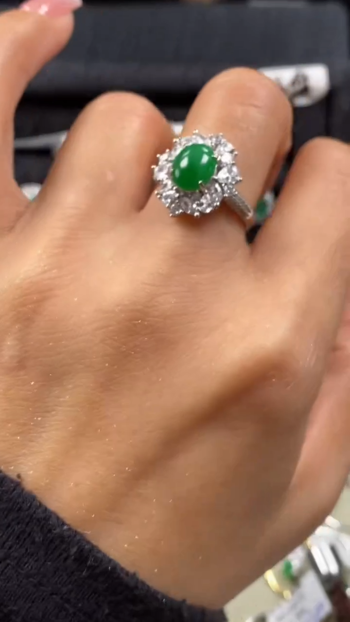 【闪购商品】翡翠戒指银S925镶嵌6707