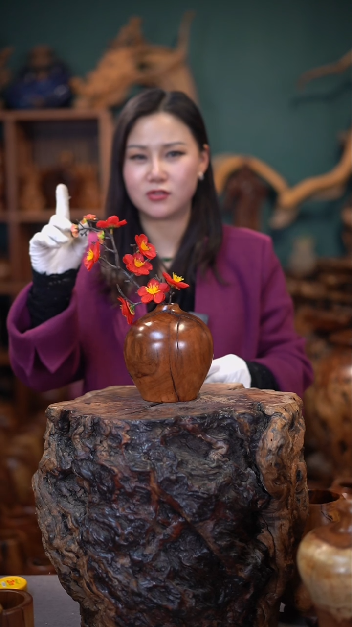 【闪购商品】枣木雷击枣木石榴瓶