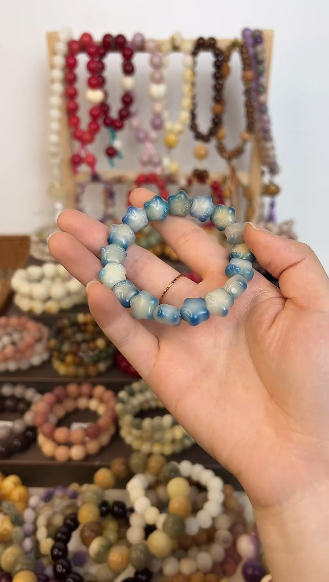 蓝色心心菩提手串