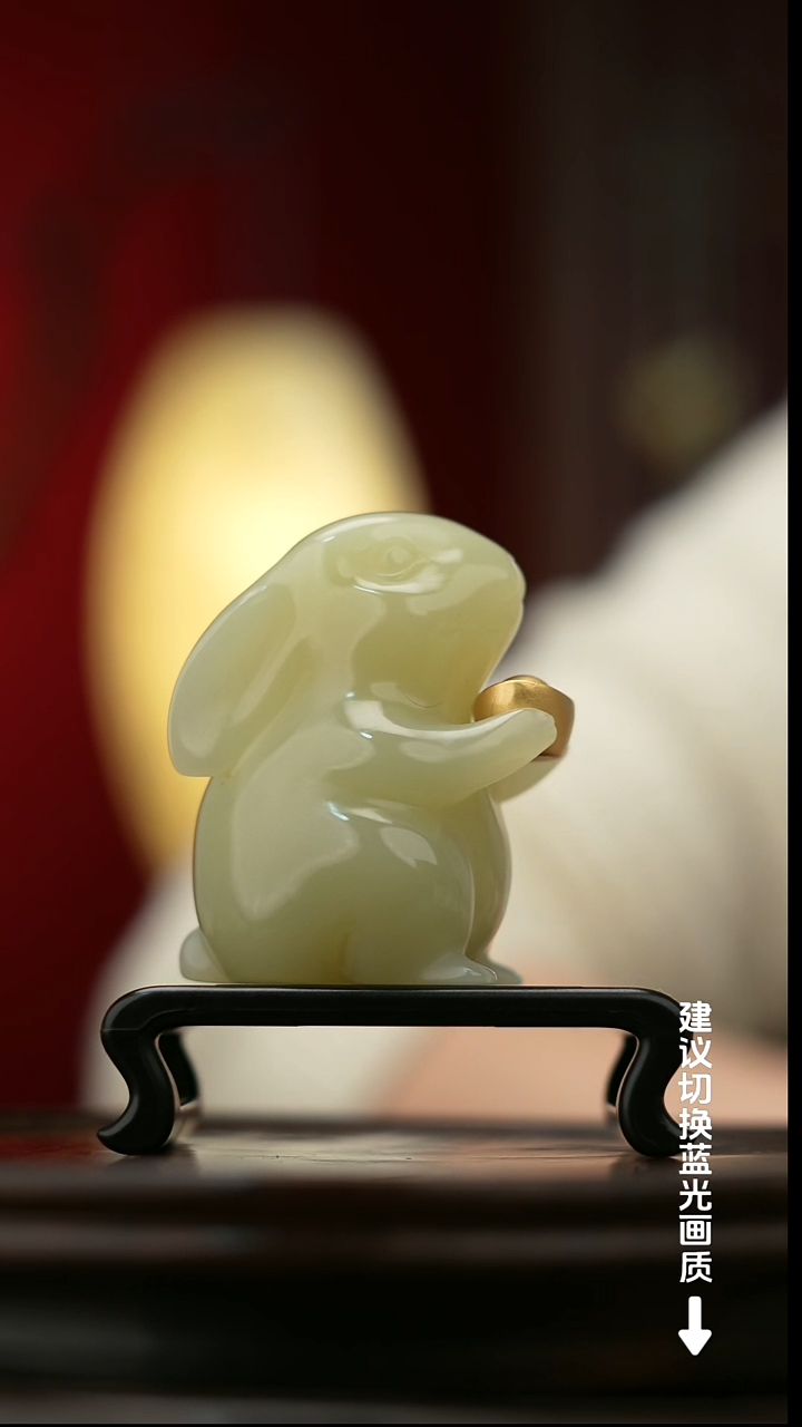 玉【玉兔呈祥】天然玉石摆件