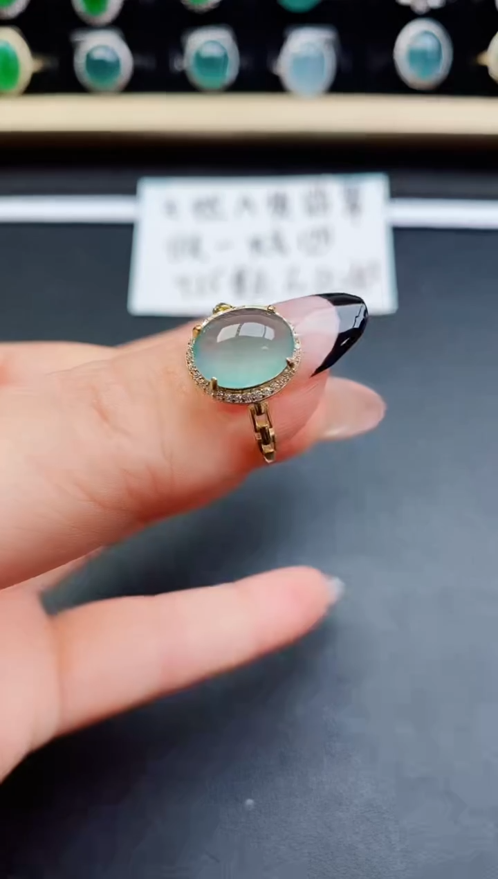 翡翠戒指银S925镶嵌609860