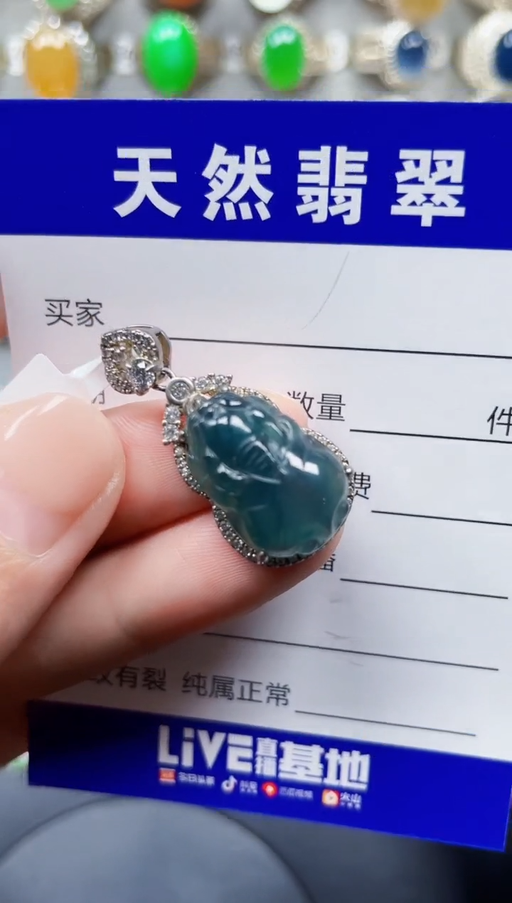 颈饰银S925镶嵌翡翠378